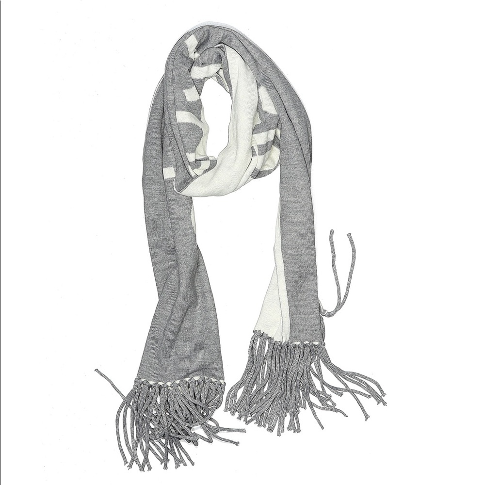 Calvin Klein reversible gray and white logo scarf